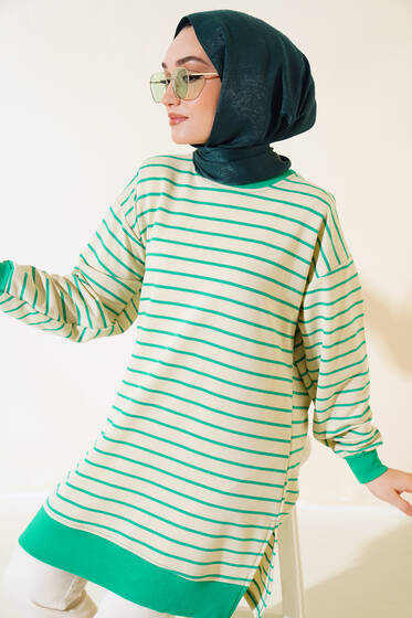 Kol Bilekleri Ribanalı Çizgili Tunik Benetton - Tunik