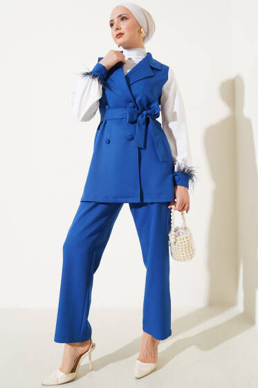 Kol Bilekleri Tüylü İkili Takım İndigo - İkili Takım