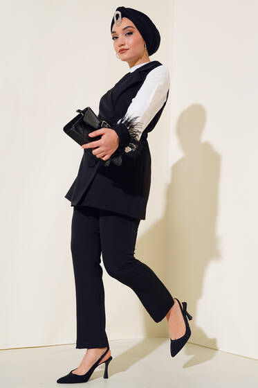 Kol Bilekleri Tüylü İkili Takım Siyah - İkili Takım