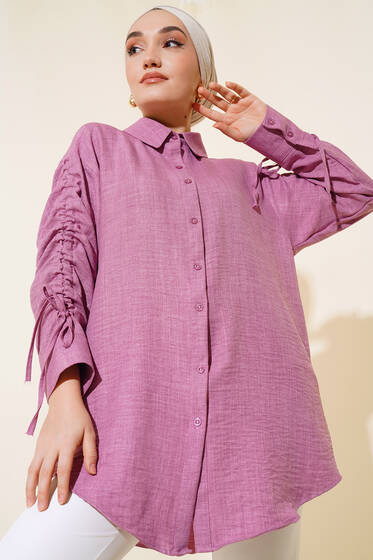 Kol Büzgülü Gömlek Gül Kurusu - Gömlek