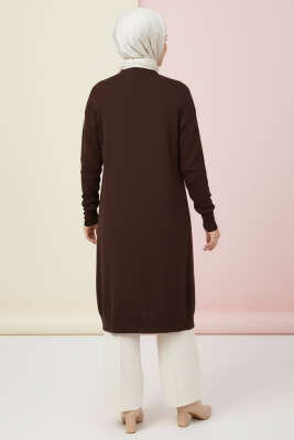 Kol Düğme Detaylı Triko Hırka Kahve - Yılın Fırsatı