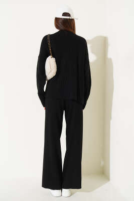 Kol Düğme Detaylı Triko İkili Takım Siyah - Kadın Giyim Modelleri