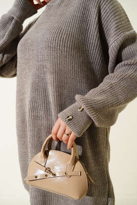 Kol Düğme Detaylı Triko Tunik Bronz - Yılın Fırsatı