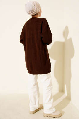 Kol Düğme Detaylı Triko Tunik Kahve - Tunik