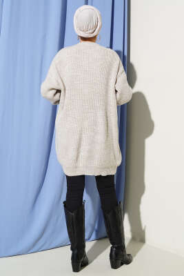 Kol Düğme Detaylı Triko Tunik Kırçıllı Bej - Günün Seçilenleri