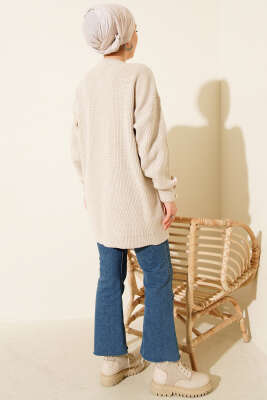 Kol Düğme Detaylı Triko Tunik Taş - Tunik