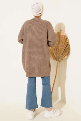 Kol Düğme Detaylı Triko Tunik Vizon - Tunik