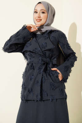 Kol Fermuarlı Püskül İkili Takım Elbise Lacivert - İkili Takım