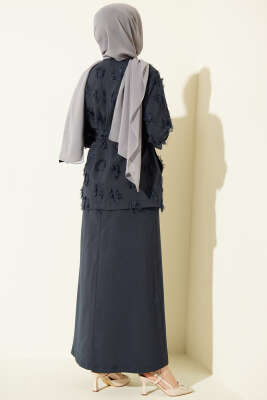 Kol Fermuarlı Püskül İkili Takım Elbise Lacivert - İkili Takım