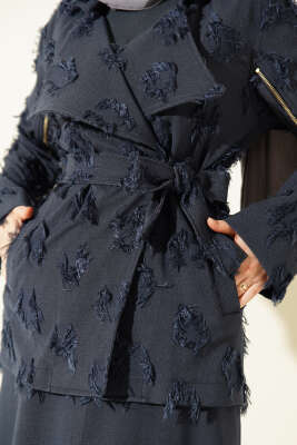 Kol Fermuarlı Püskül İkili Takım Elbise Lacivert - İkili Takım