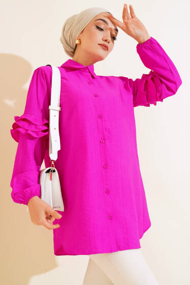 Kol Fırfır Detaylı Gömlek Menekşe - Gömlek