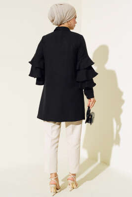 Kol Fırfırlı Gömlek Siyah - Gömlek