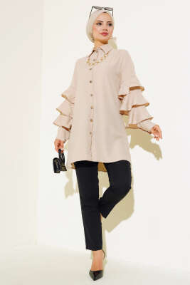 Kol Fırfırlı Gömlek Taş - Gömlek