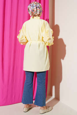 Kol Fırfırlı İp Kuşaklı Gömlek Sarı - Yılın Fırsatı