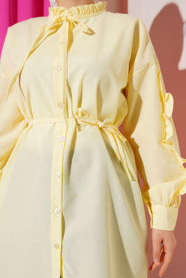 Kol Fırfırlı İp Kuşaklı Gömlek Sarı - Yılın Fırsatı