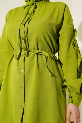 Kol Fırfırlı İp Kuşaklı Gömlek Yeşil - Yılın Fırsatı