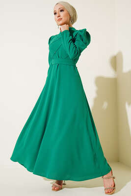 Kol Fırfırlı Taş Detaylı Elbise Benetton - Thumbnail