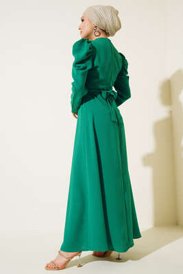 Kol Fırfırlı Taş Detaylı Elbise Benetton - Thumbnail