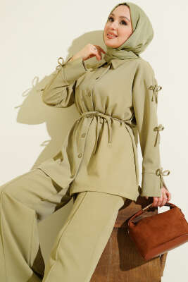 Kol Fiyonk Detaylı Dabıl İkili Takım Çağla Yeşili - İkili Takım