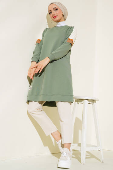 Kol Garnili Tunik Çağla Yeşili - Tunik
