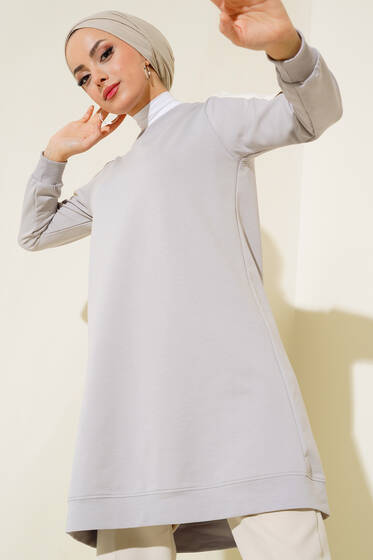 Kol Garnili Tunik Gri - Tunik