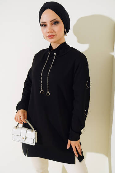 Kol Halkalı Tunik Siyah - Tunik