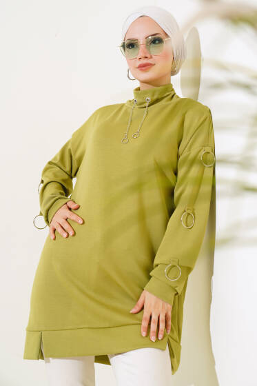 Kol Halkalı Tunik Yağ Yeşili - Tunik