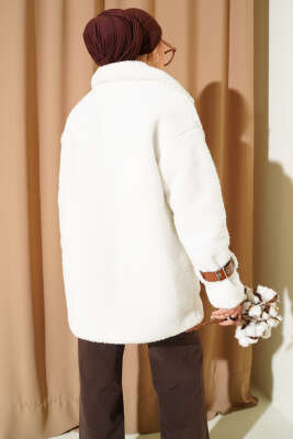 Kol Kemerli Cepli Peluş Mont Kahve - Mont