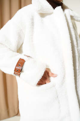 Kol Kemerli Cepli Peluş Mont Kahve - Mont