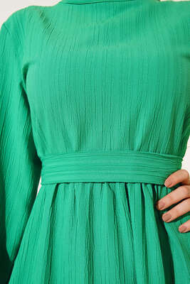 Kol Lastikli Bel Kuşaklı Elbise Benetton - Thumbnail