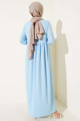 Kol Lastikli Bürümcük Elbise Buz Mavisi - Yılın Fırsatı