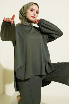 Kol Lastikli Çımalı İkili Takım Haki - İkili Takım