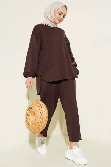 Kol Lastikli Çımalı İkili Takım Kahve - İkili Takım