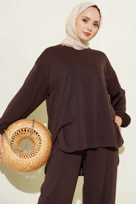 Kol Lastikli Çımalı İkili Takım Kahve - İkili Takım