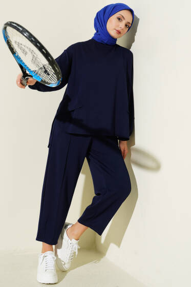 Kol Lastikli Çımalı İkili Takım Lacivert - İkili Takım