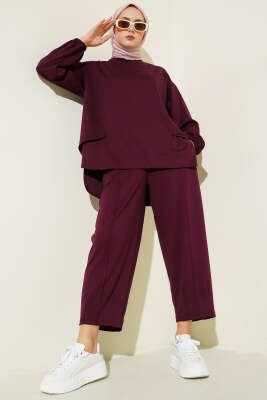 Kol Lastikli Çımalı İkili Takım Mürdüm - TEGOE