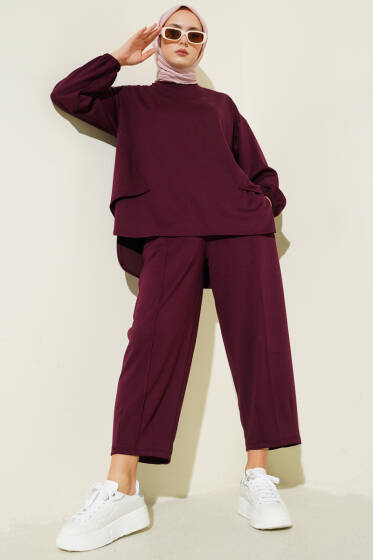 Kol Lastikli Çımalı İkili Takım Mürdüm - İkili Takım