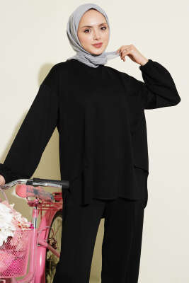 Kol Lastikli Çımalı İkili Takım Siyah - İkili Takım