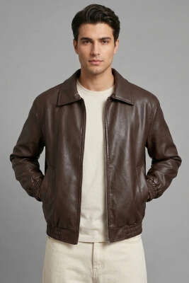 Kol Lastikli Erkek Deri Mont Kahve - GAVAZZİ