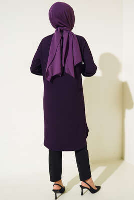 Kol Lastikli Kolyeli Tunik Mor - Tunik