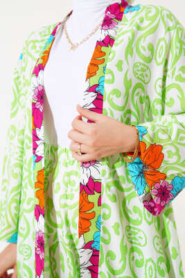 Kol Lastikli Salaş Kimono Takım Fıstık Yeşili - 300-500 TL Ürünler