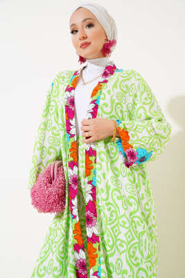 Kol Lastikli Salaş Kimono Takım Fıstık Yeşili - 300-500 TL Ürünler
