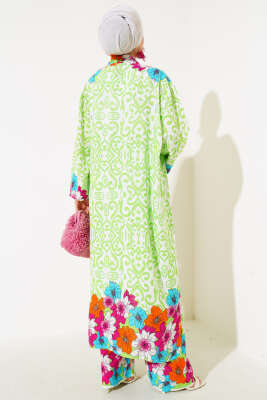 Kol Lastikli Salaş Kimono Takım Fıstık Yeşili - 300-500 TL Ürünler