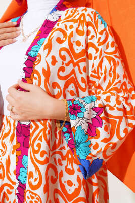 Kol Lastikli Salaş Kimono Takım Oranj - İkili Takım