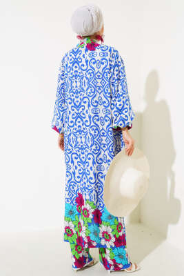 Kol Lastikli Salaş Kimono Takım Saks - 300-500 TL Ürünler