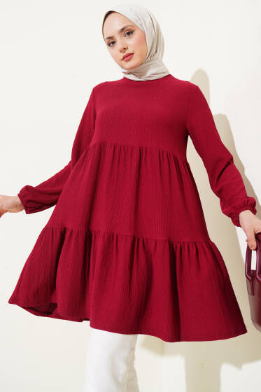 Kol Lastikli Tunik Bordo - Yılın Fırsatı