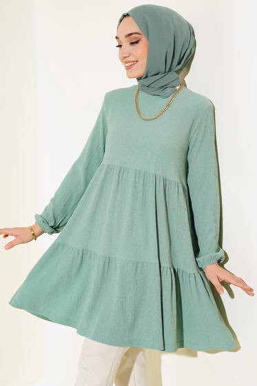 Kol Lastikli Tunik Çağla Yeşili - Yılın Fırsatı