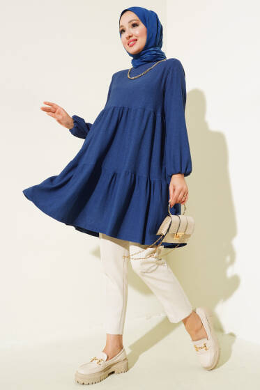 Kol Lastikli Tunik Lacivert - Yılın Fırsatı
