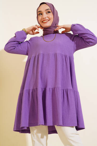 Kol Lastikli Tunik Lila - Yılın Fırsatı