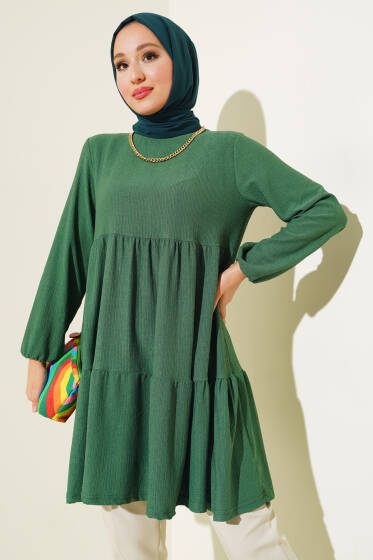 	 Kol Lastikli Tunik Yeşil - Yılın Fırsatı